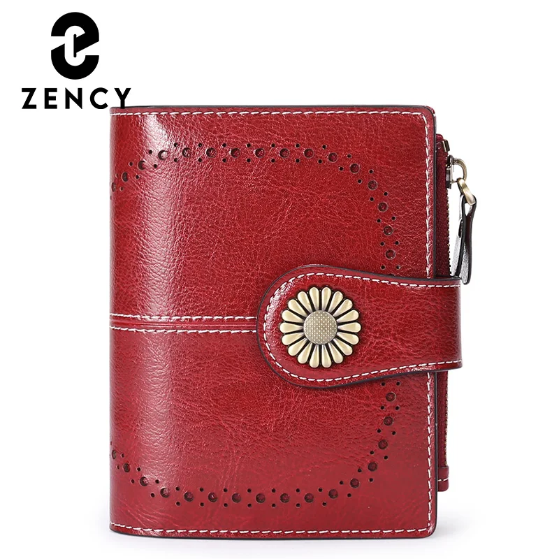 Zency Cow Leather Women Wallet Small Style Cluth Purse Anti-theft brush High Quality Ladies Wallet Card Holder Coin Case Key Bag