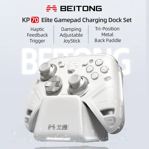 BEITONG KP70 Haptic Feedback Elite Gamepad for PC/Switch/Android/iOS/Steam, Dual Auto-Sense Trigger Wireless Game Controller