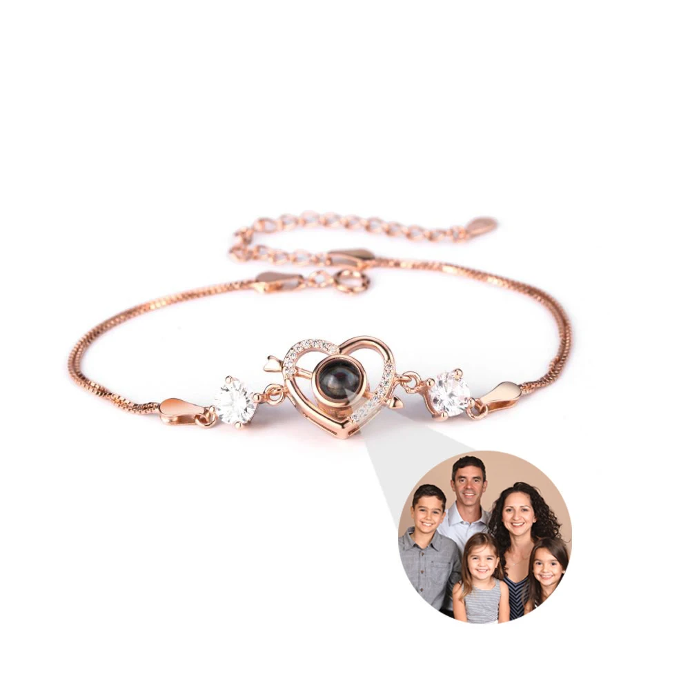 Custom Bracelet 925 Sterling Silver Projection Photo Bracelet Pet Picture Personality Custom Photo Anniversary Christmas Gifts