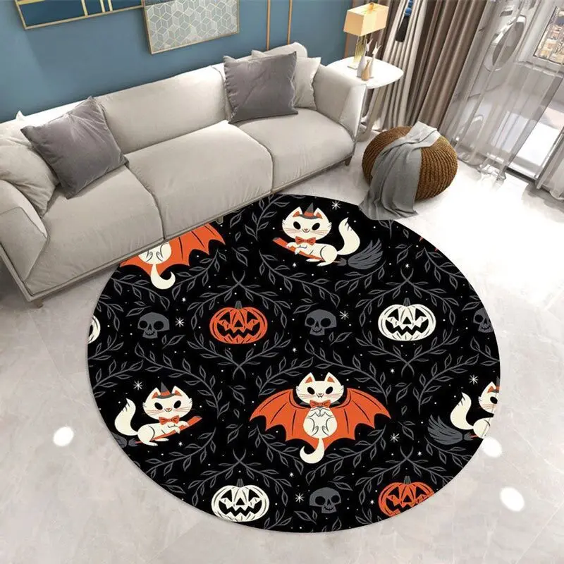 Halloween Pumpkin Pattern Small Area Rug, Soft Dove Velvet Decorative Carpet for Living Room Bedroom Home Decor