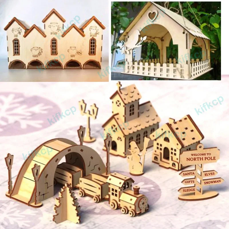 10 kid Doll House Funiture Puzzle Designs Laser Cut Drawing Vector Wooden Toy DIY Template File DXF Format Download