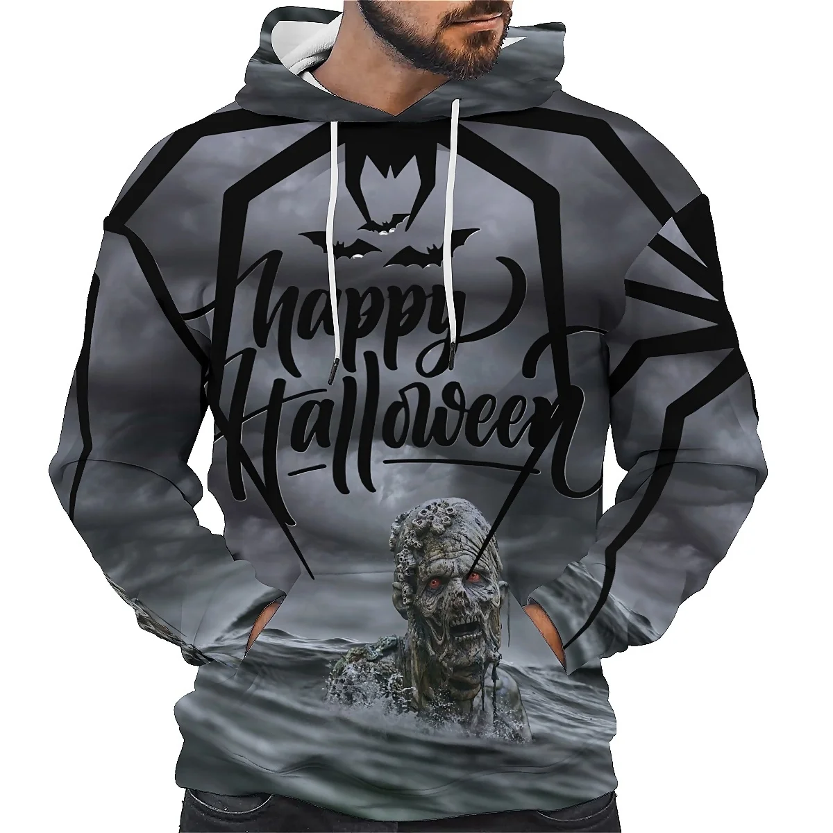 

SONSPEE unisex hoodie combines street fashion and autumn vibes, with long sleeves and a 3D skull graphic for a daring look