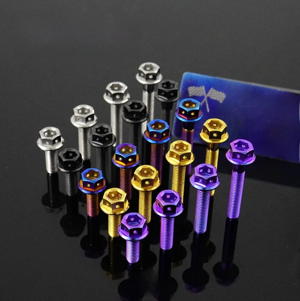 AliExpress RTAMO Titanium Bolt M5 X15/20/25/30 Flange Head for Competition Model Universal Bicycle Motorcycle (1pc)