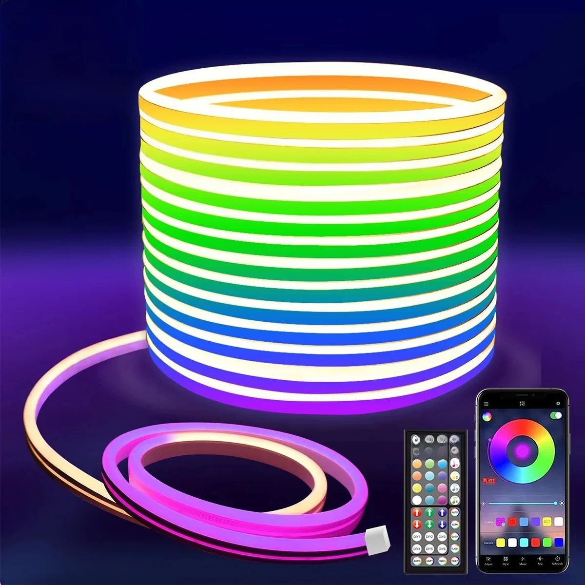 Neonlichtslang, flexibele led-lichtslangbediening met app/afstandsbediening, lichtslang met meerdere modi, IP65 RGB led-neonlichten voor buiten Wa - afbeelding 2