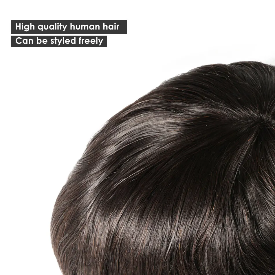 Peruca de renda prótese com capilar PU para homens, cabelo humano, sistema de substituição do cabelo, linha fina natural, melhor