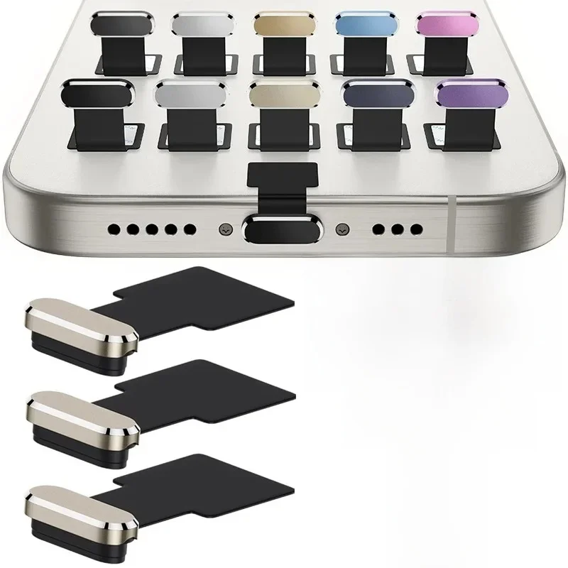 Bouchons Anti-poussière en métal de Type C pour téléphone portable, 5/1 pièces, protecteurs Anti-poussière pour IPhone16/15 16 Pro Max 15promax 15/16Pro