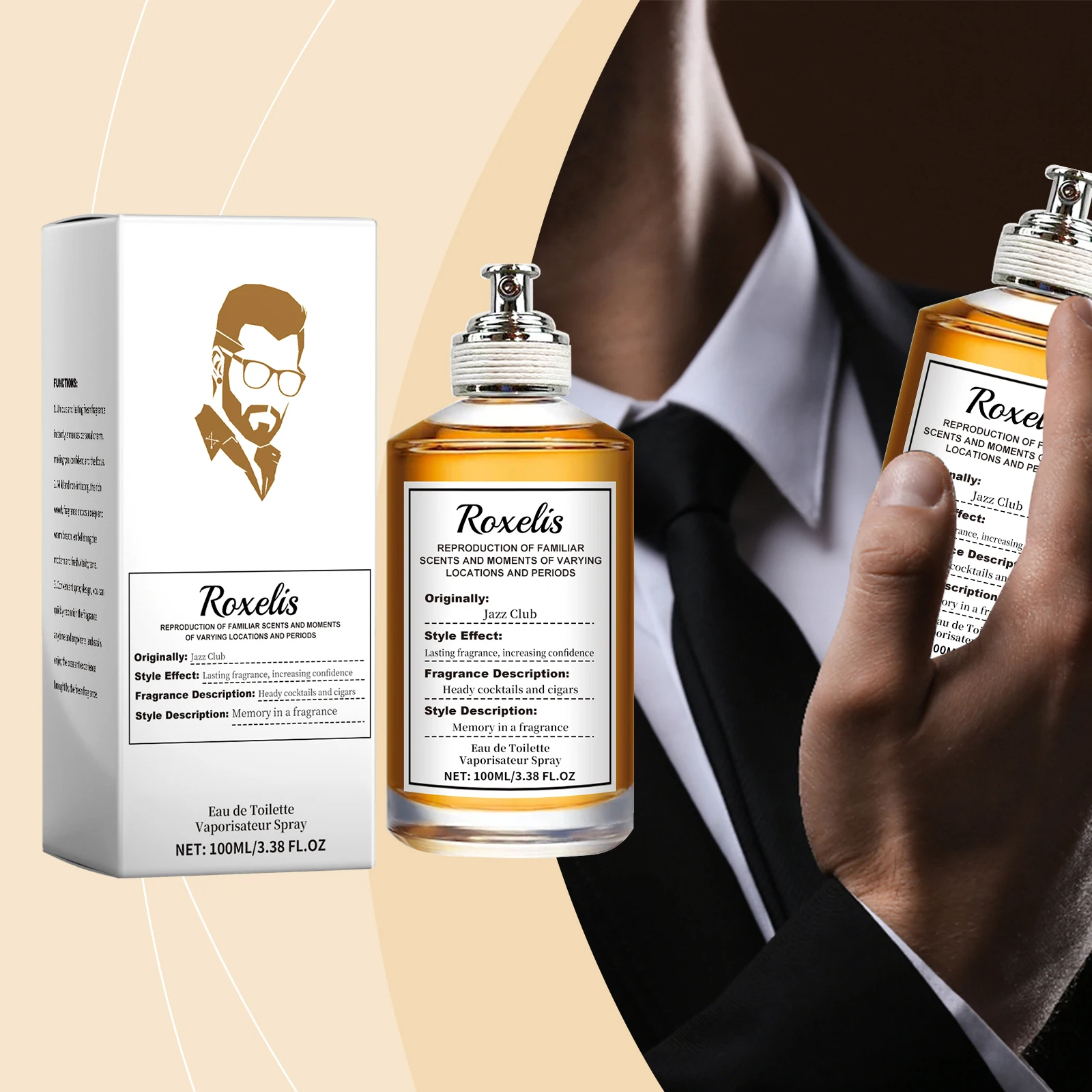 

Roxelis Jazz Perfume Тютюновый вкус Стойкий аромат Свежий аромат дерева Мужской аромат табака Charm Стойкий парфюм