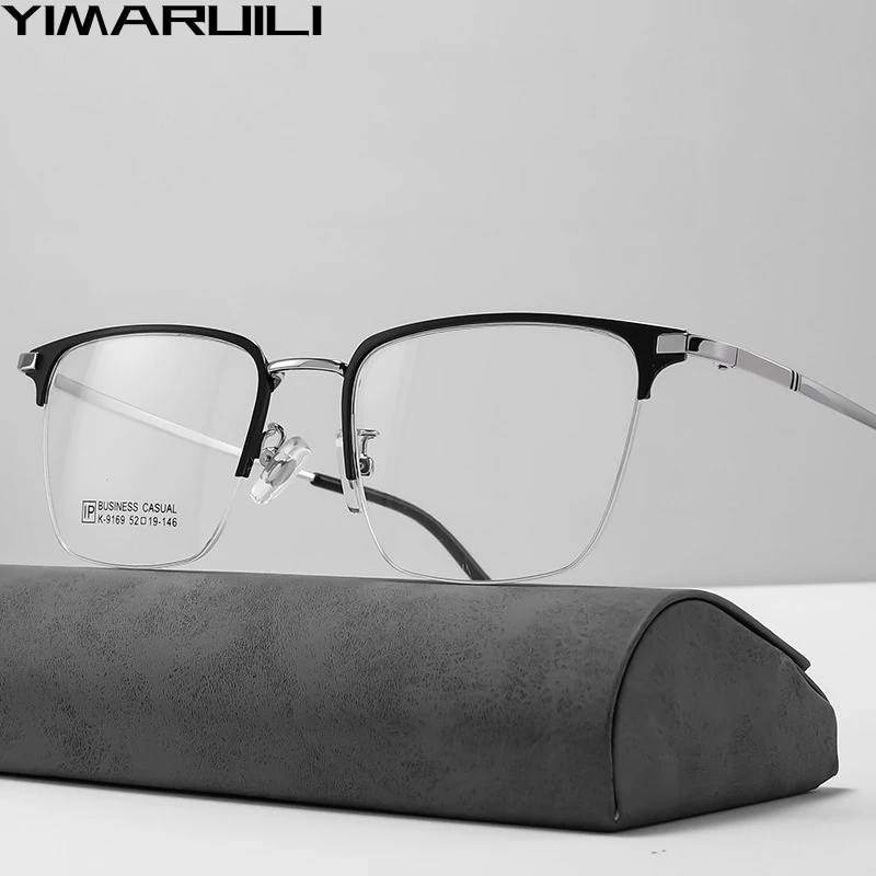 

YIMARUILI New Business Fashion Alloy Eyeglasses Frames Simple Comfortable Optical Prescription Men's Half Frame Glasses 9169K