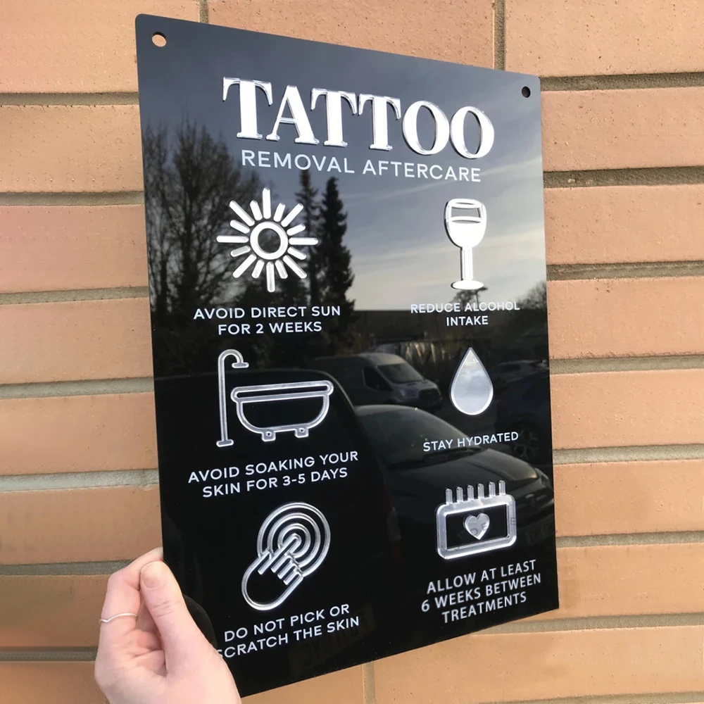 Tattoo Removal Aftercare Advice Acrylic A3 Wall Sign Beauty Studio Business Sign Tattoo Sign