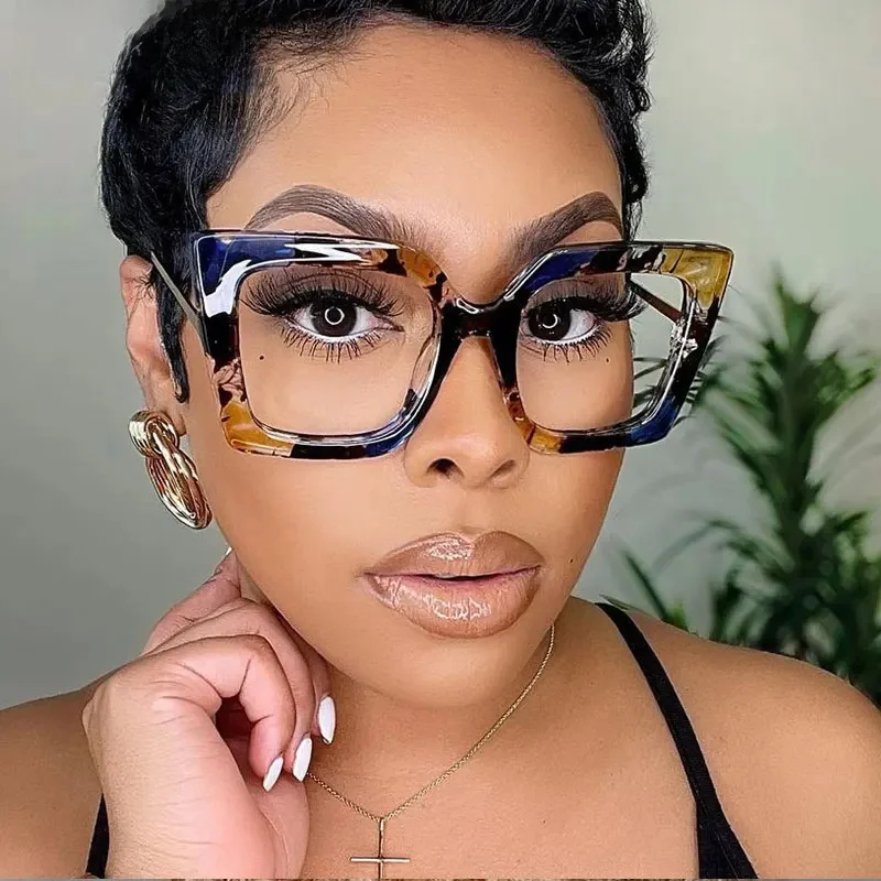 Lunettes optiques carrées rétro pour femmes, montures perlées, verres transparents, lunettes unisexes, 46110Gl