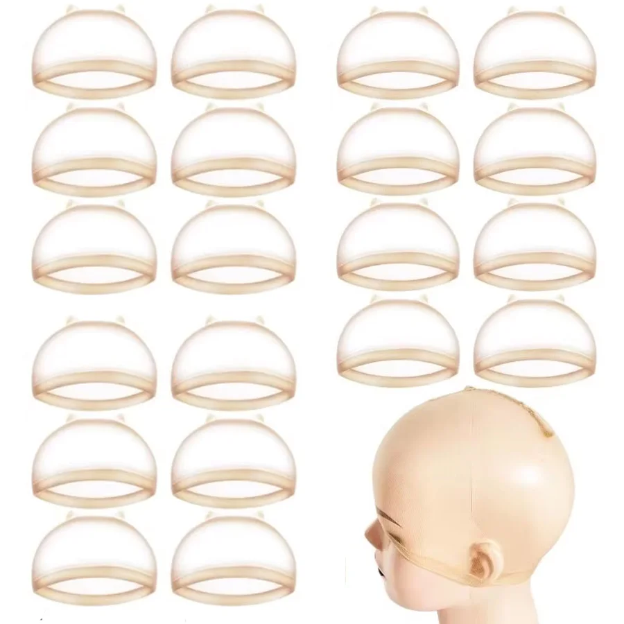 

20PCS Wholesale HD Wig Cap for Women Invisible Ultra-thin Stretchy Stocking Caps for Lace Front Wigs Sheer Thin Nylon Toupee Cap