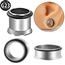 1PC G23 Titanium Single Flare Tunnel Plugs Expander Tapers Ear Lobe Stretching Plugs With O-Ring Hollow Ear Piercing Jewelry