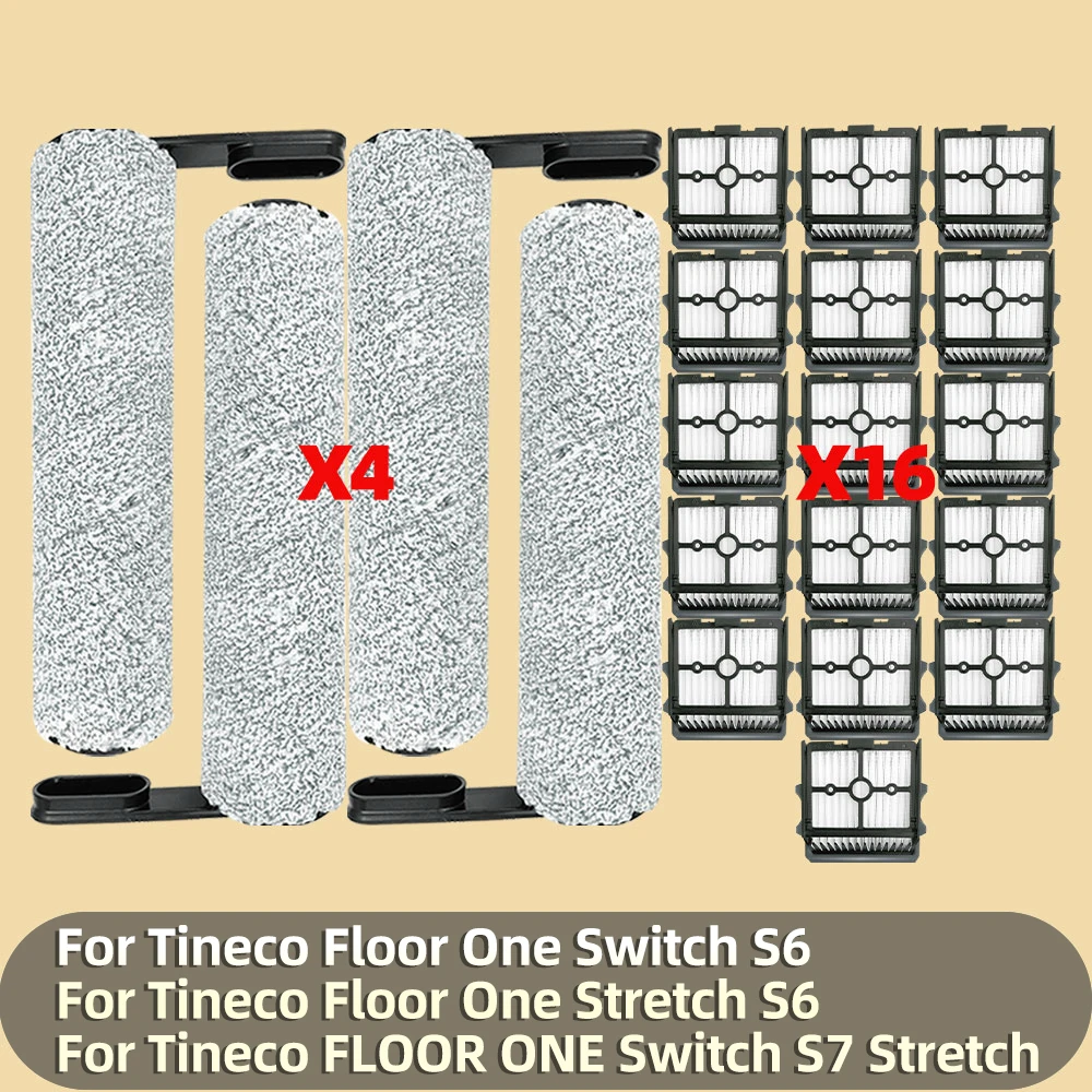 Passend für Tineco Floor One Switch S6 / Stretch S6 / Switch S7 Stretch Weiche Rollenbürste HEPA-Filter Ersatzteile und Zubehör