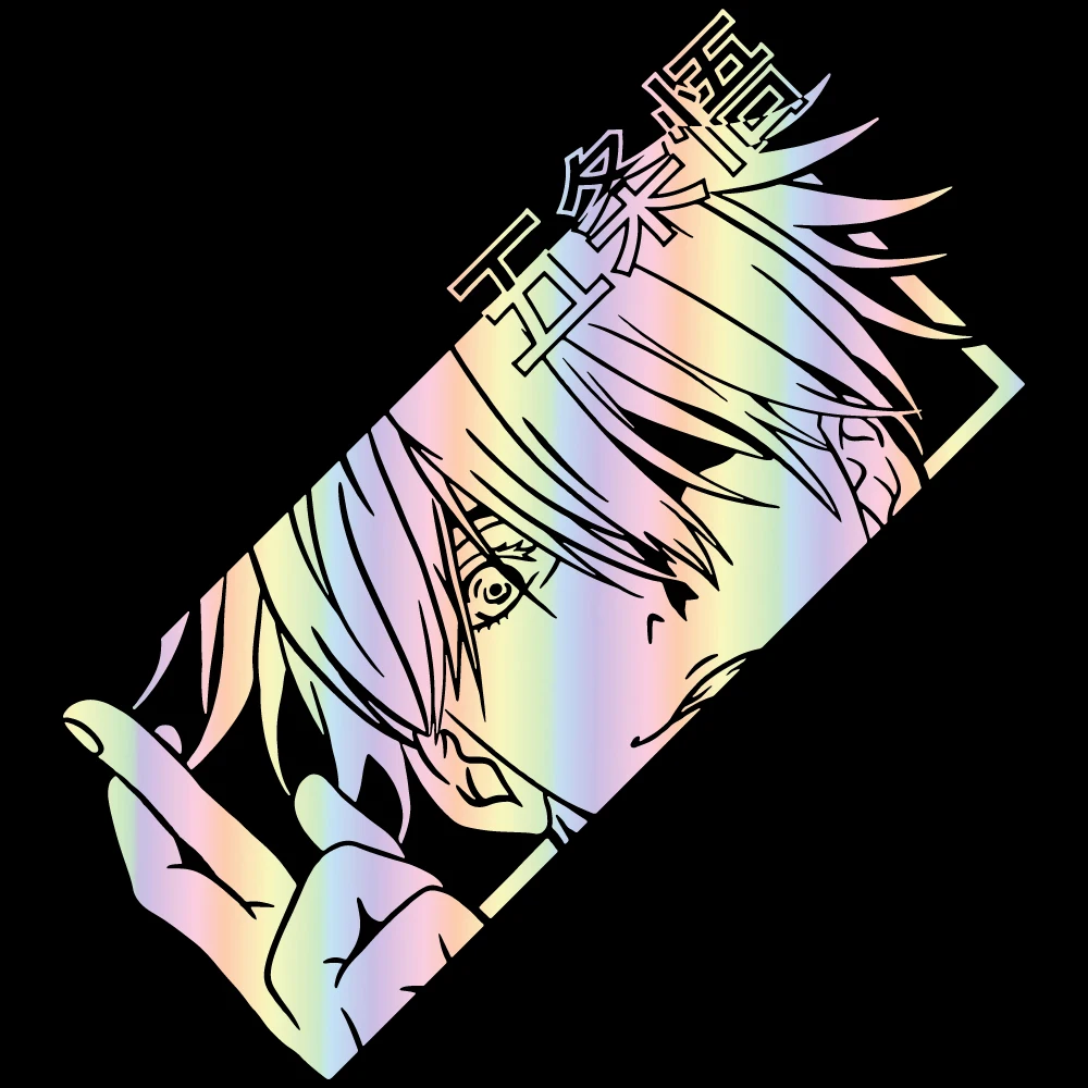 JJK Gojou Naklejka winylowa Japońskie anime Naklejka samochodowa na szybę samochodową Akcesoria do dekoracji holograficznych naklejek