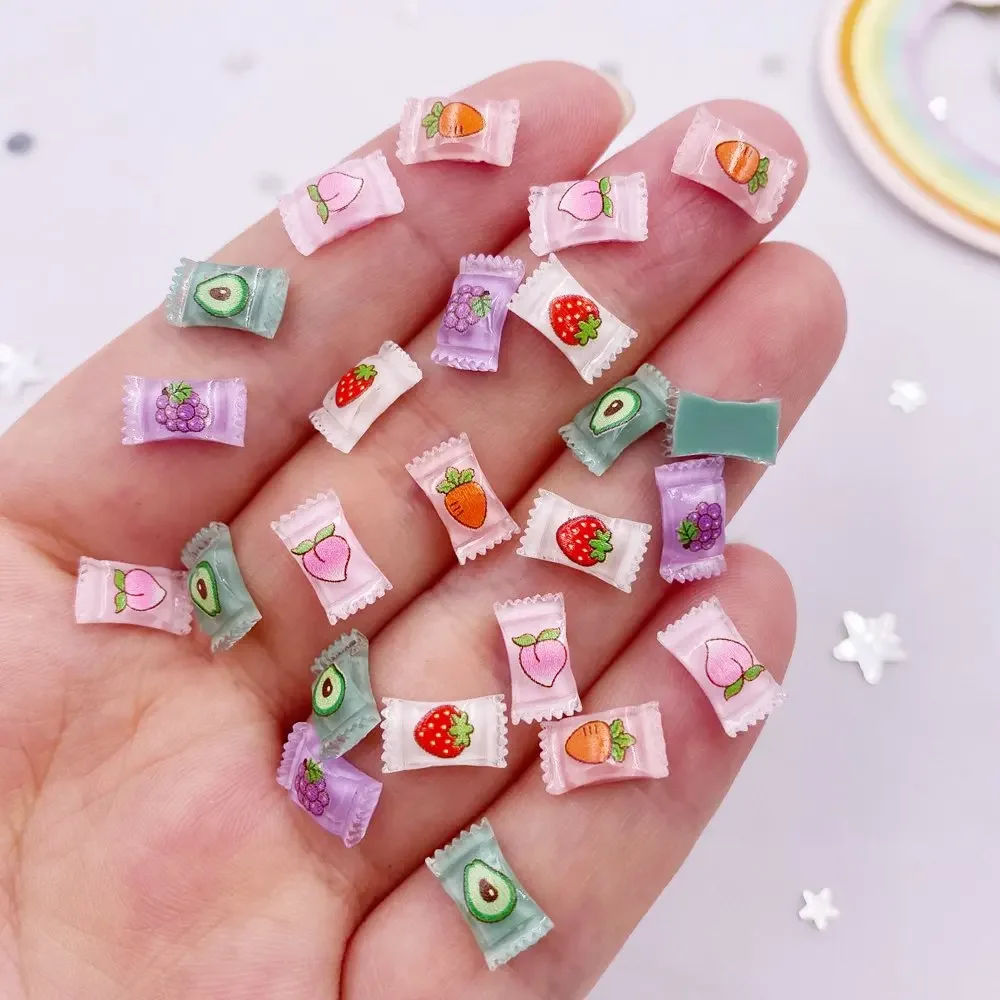 50 pièces résine colorée Mini mignon diverses saveurs de fruits bonbons Art ongle Flatback strass Applique bricolage mariage Scrapbook décor