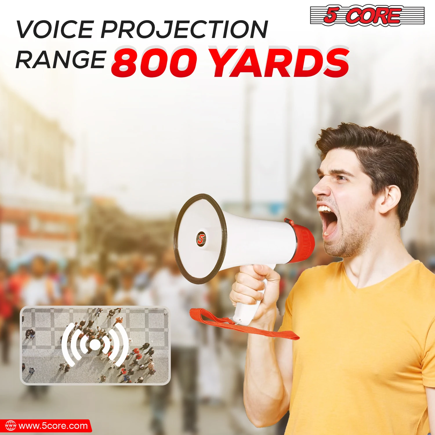 5 núcleos megafone 30w bull horn pa alto-falante com alcance de 800 jardas amplificador de voz sirene alta portátil 6r