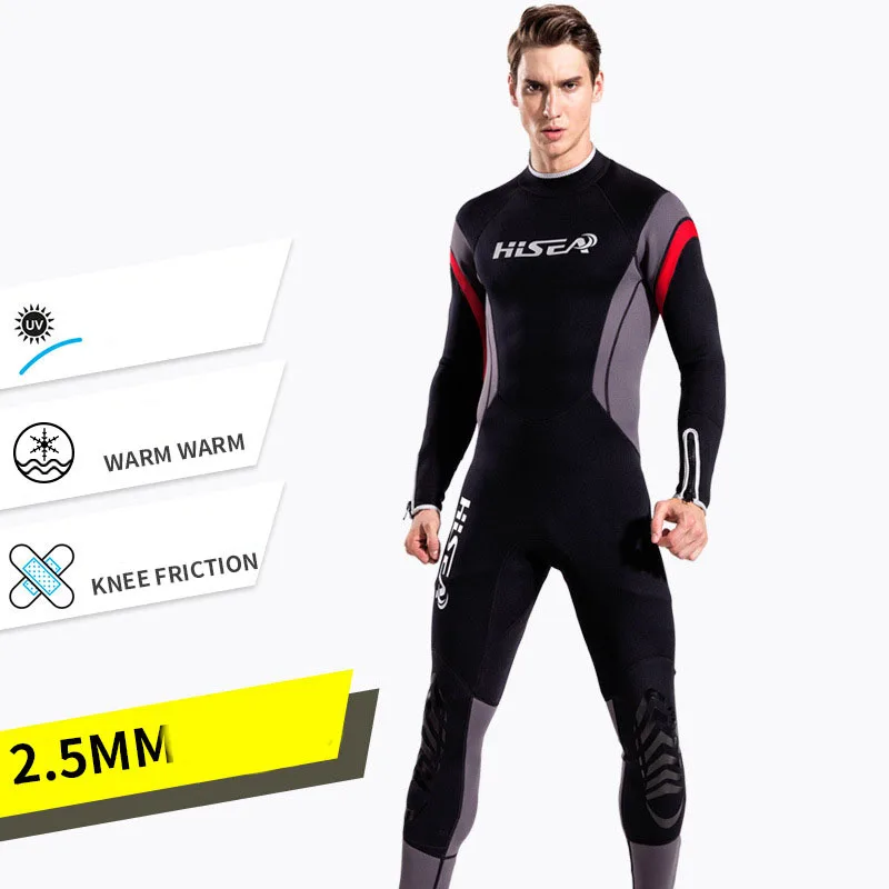 

2.5MM Wetsuit Men's One Piece Long Sleeved Keep Warm Diving Suit Male Scuba Snorkeling Swimming Body Suit