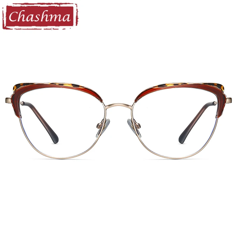 Chashma Cat Eye Glasses Women Full Rim Optical Frame Glasses Elastic Hinges Anti Blue Light Lenses Light Weight Eyewear