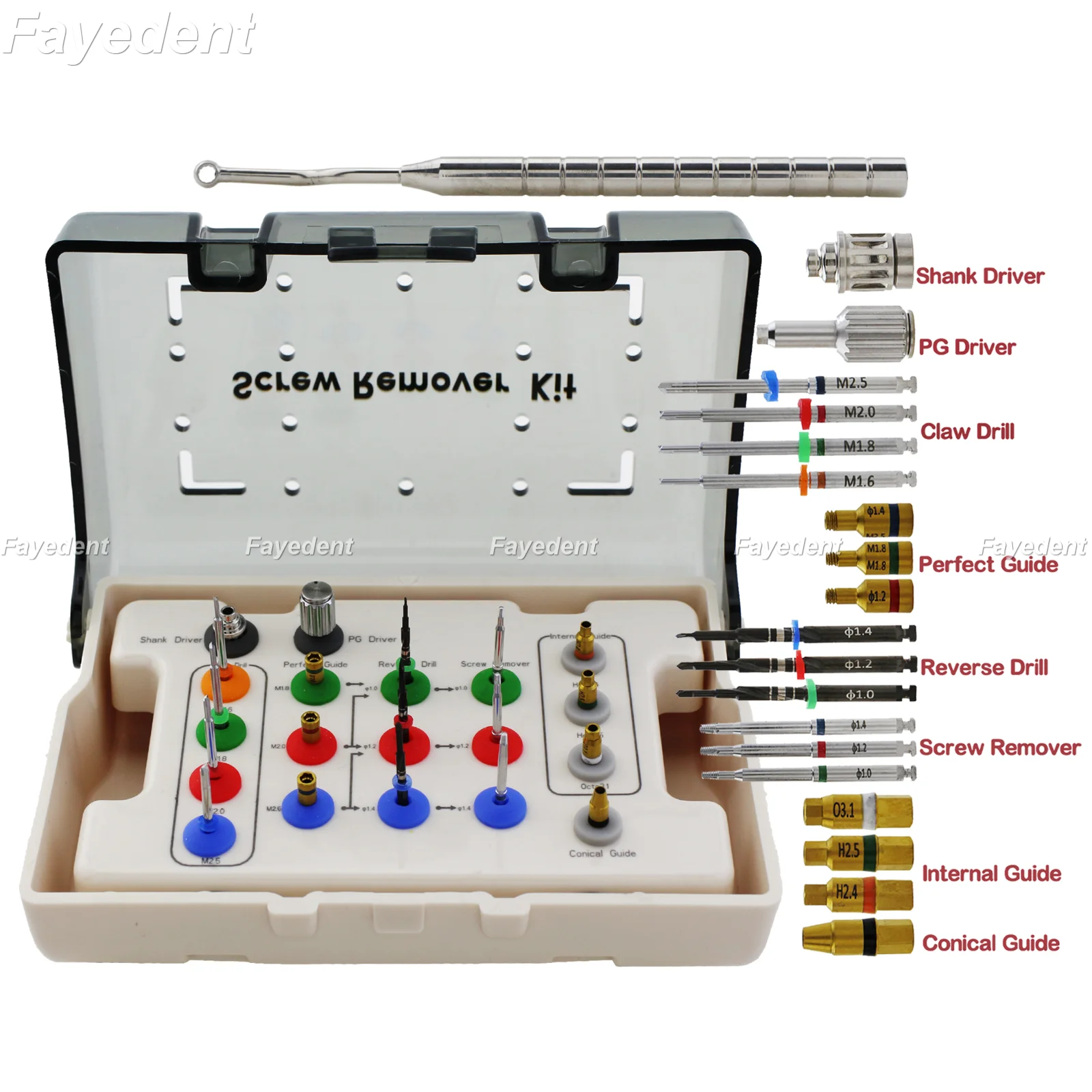 Dental Implant Fixture Fractured Screw Removal Kit Remover Dental Implant Broken Screw Removal Kit Implant Restoration Tools Kit