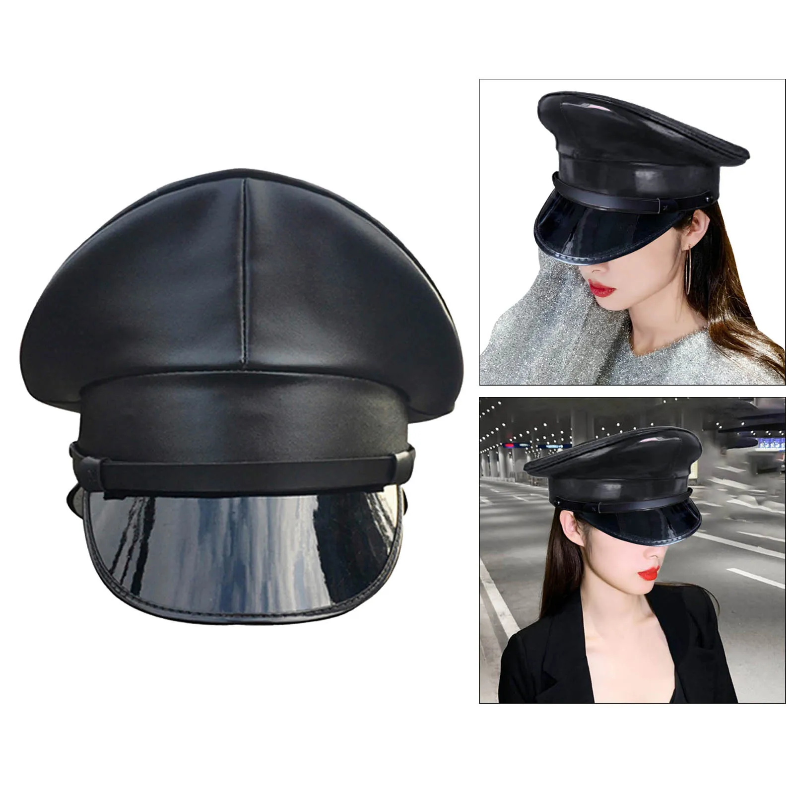 Chapeau de Cosplay en cuir PU pour Halloween et événements en boîte de nuit, chapeau de capitaine en cuir PU pour femmes, spectacle de bal