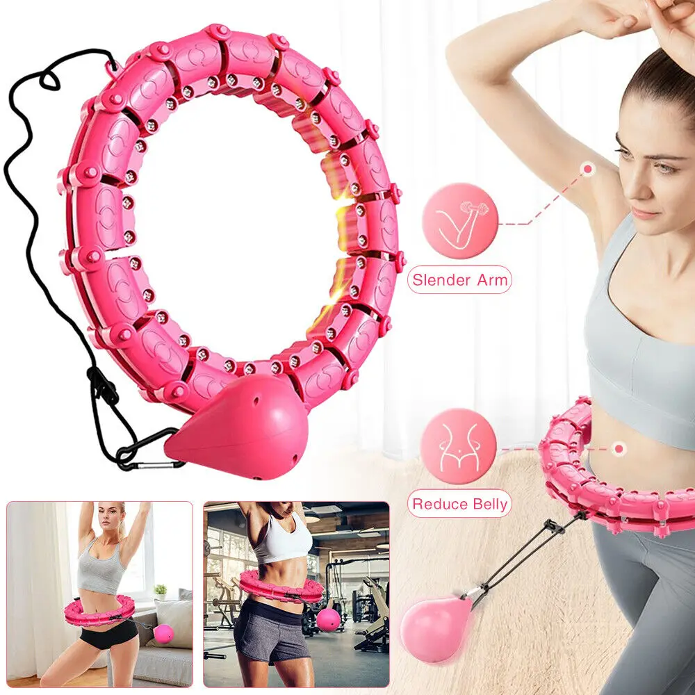 2 in 1 Smart Fitness Workout Hula Circle Hoops with 24 Detachable Knots, Exercise Fit Hoop Suitable for Women and Beginners