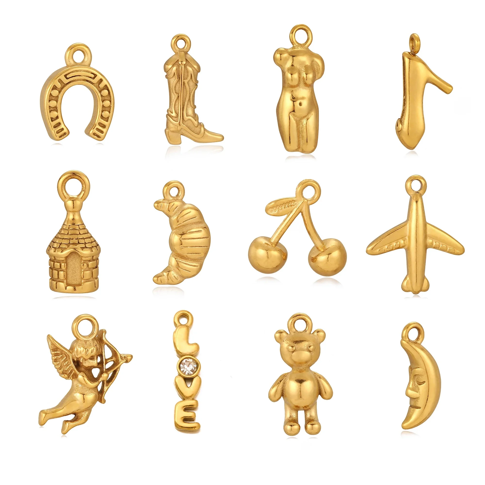 3 stuks vliegtuig/lichaam/cowboylaars/okshoorn bedels roestvrij staal waterdichte hangers DIY oorbellen ketting sieraden maken bevindingen - afbeelding 2