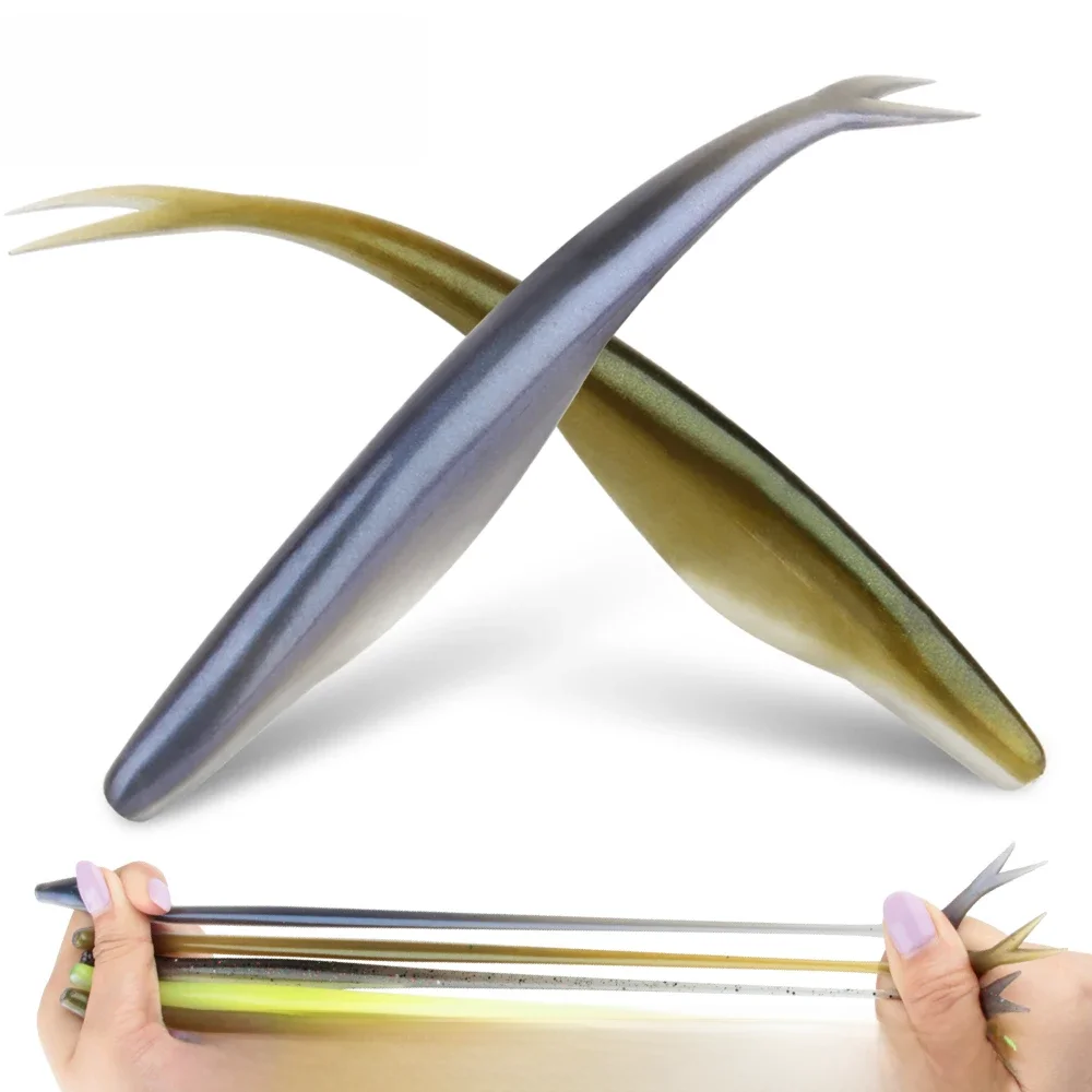 Spinpoler TPR Jerk Shad Leicht gegabelter Schwanz schwimmender künstlicher Silikon-Swimbait-Angelköder für Zander Hechtbarsch Bass Pesca