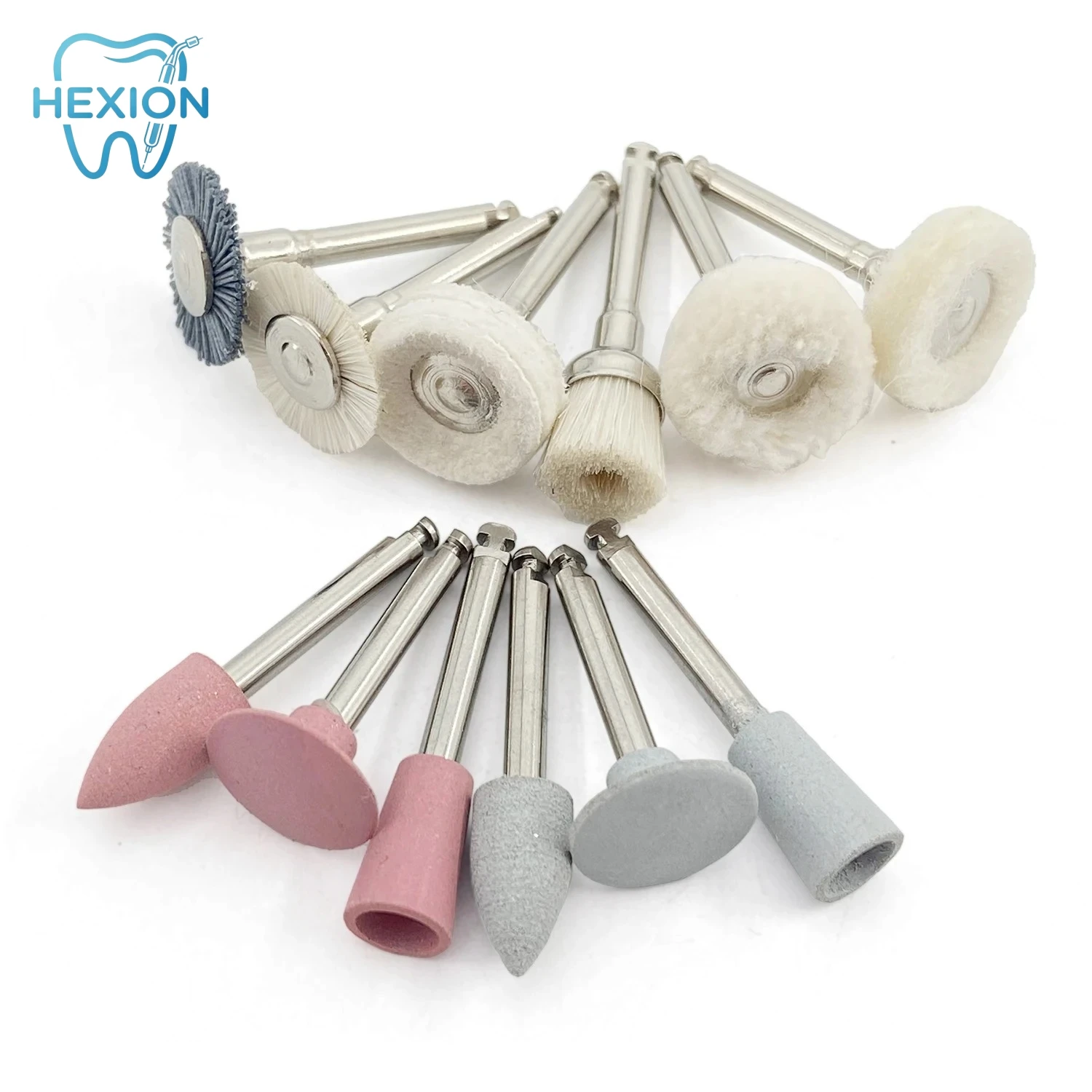 HEXION 12pcs/box Dental Polisher Kit Low-Speed Handpiece Dental Composite Kit Dentistry Porcelain/Natural Teeth/Nail Polishing