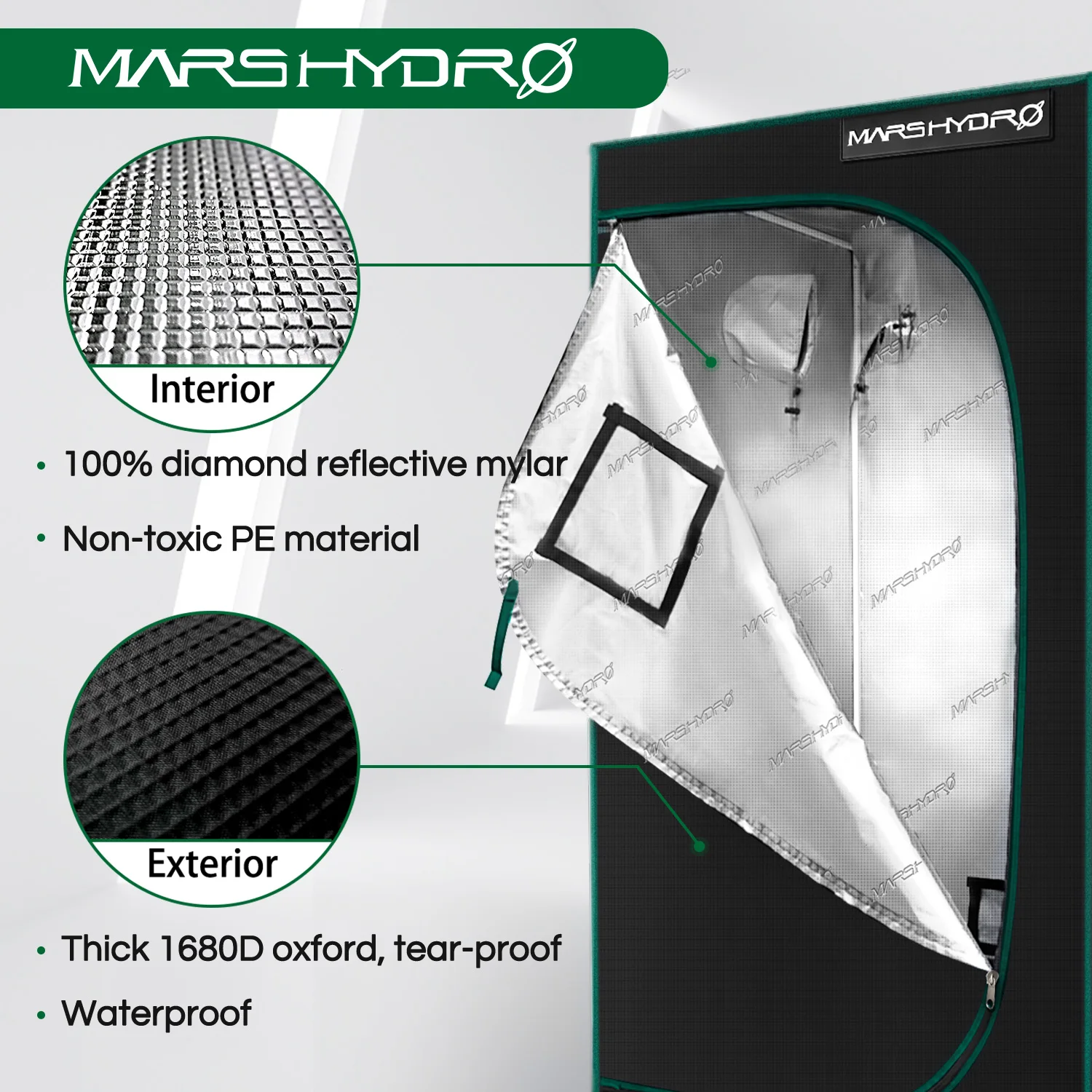 Imagem -06 - Marshydro 100x100x180cm Crescer Tenda 1680d Jardim Interior Sistema Hidropônico Planta Led Estufa Tents Tendas de Crescimento