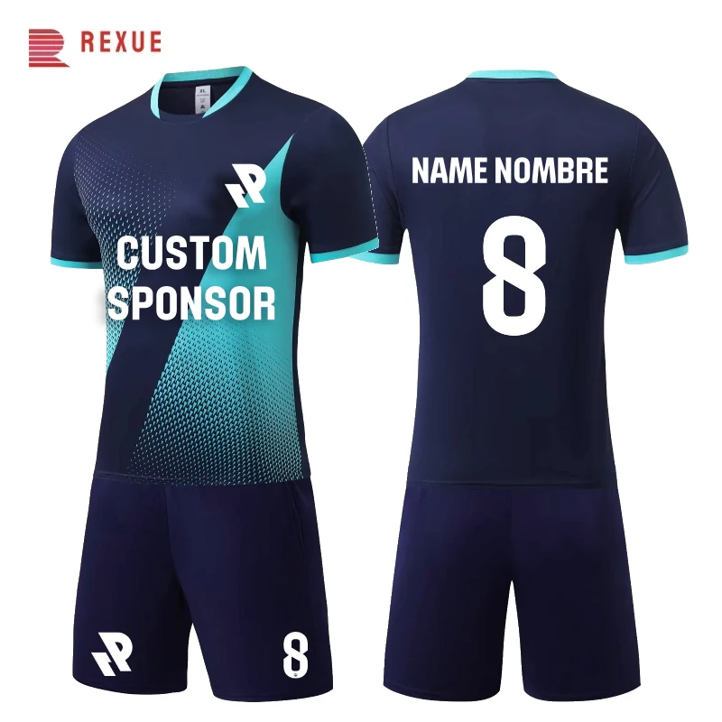 2 Piece Sportswear Kids Men Football Jersey Set 24/25 Quick Dry Child Soccer Training Uniform Suit Custom Name Number Logo