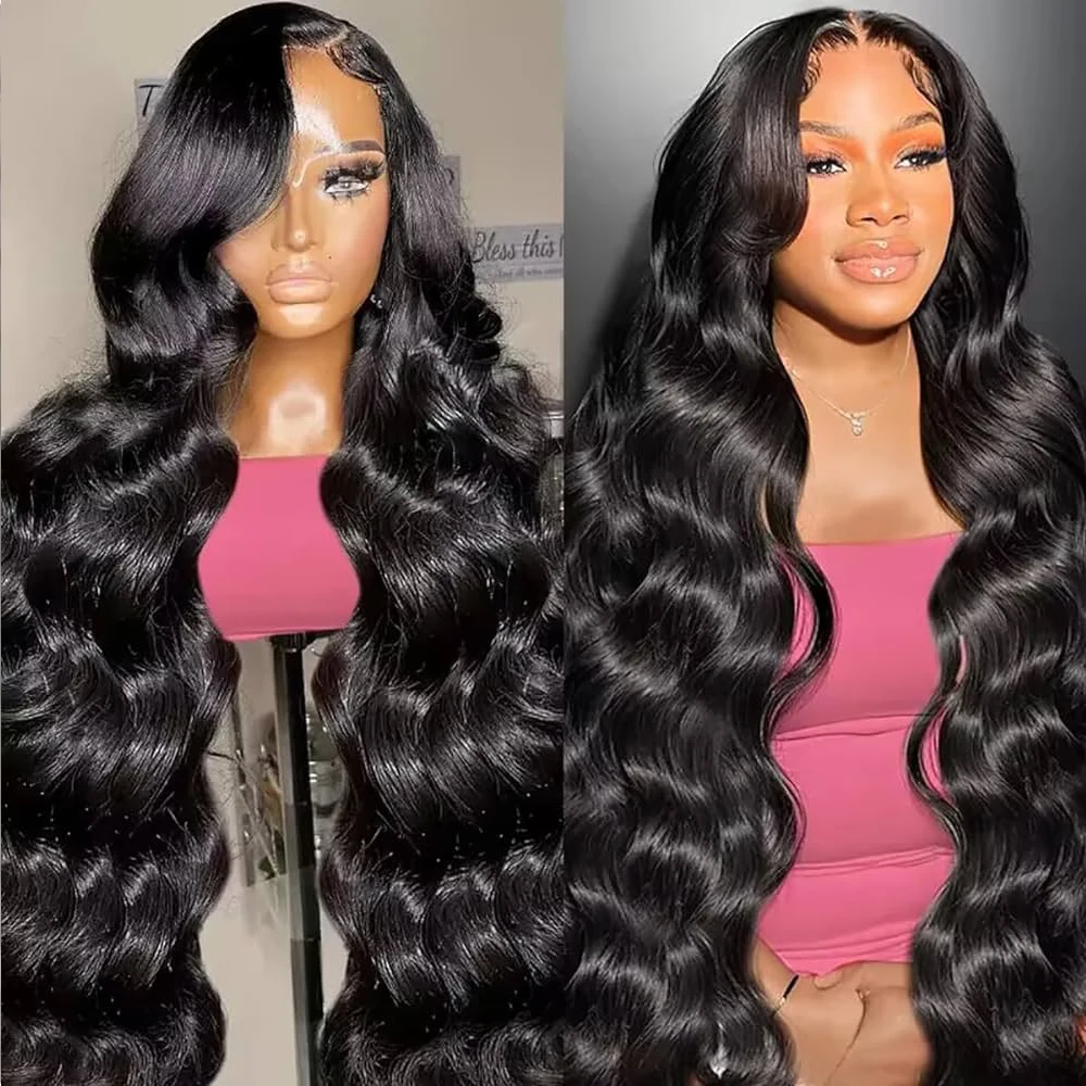 Perruque Lace Closure Wig Body Wave Naturelle, Cheveux Humains, Prêt à vitation, Pre-Plucked, Sans Colle, 6x6, 13x6 HD, pour Femme