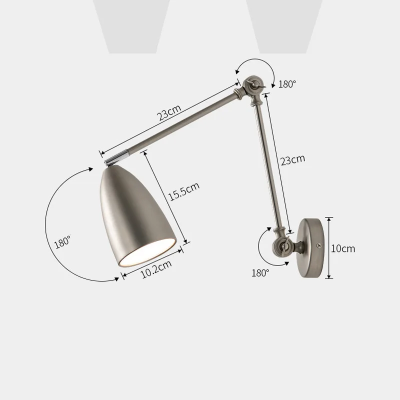 Imagem -02 - Luz Telescópica do Arandela da Parede Lâmpada Mecânica do Braço Minimalista Preto Branco Níquel Cabeceira Sofá Lado Quarto Hotel Luzes Modernas