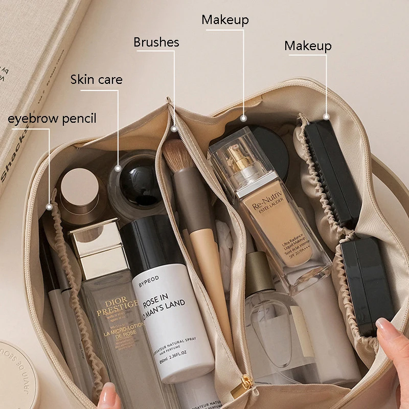 Borsa cosmetica da viaggio grande per donna organizzatore di trucco in pelle borse da toilette femminili organizzatore di articoli da toeletta