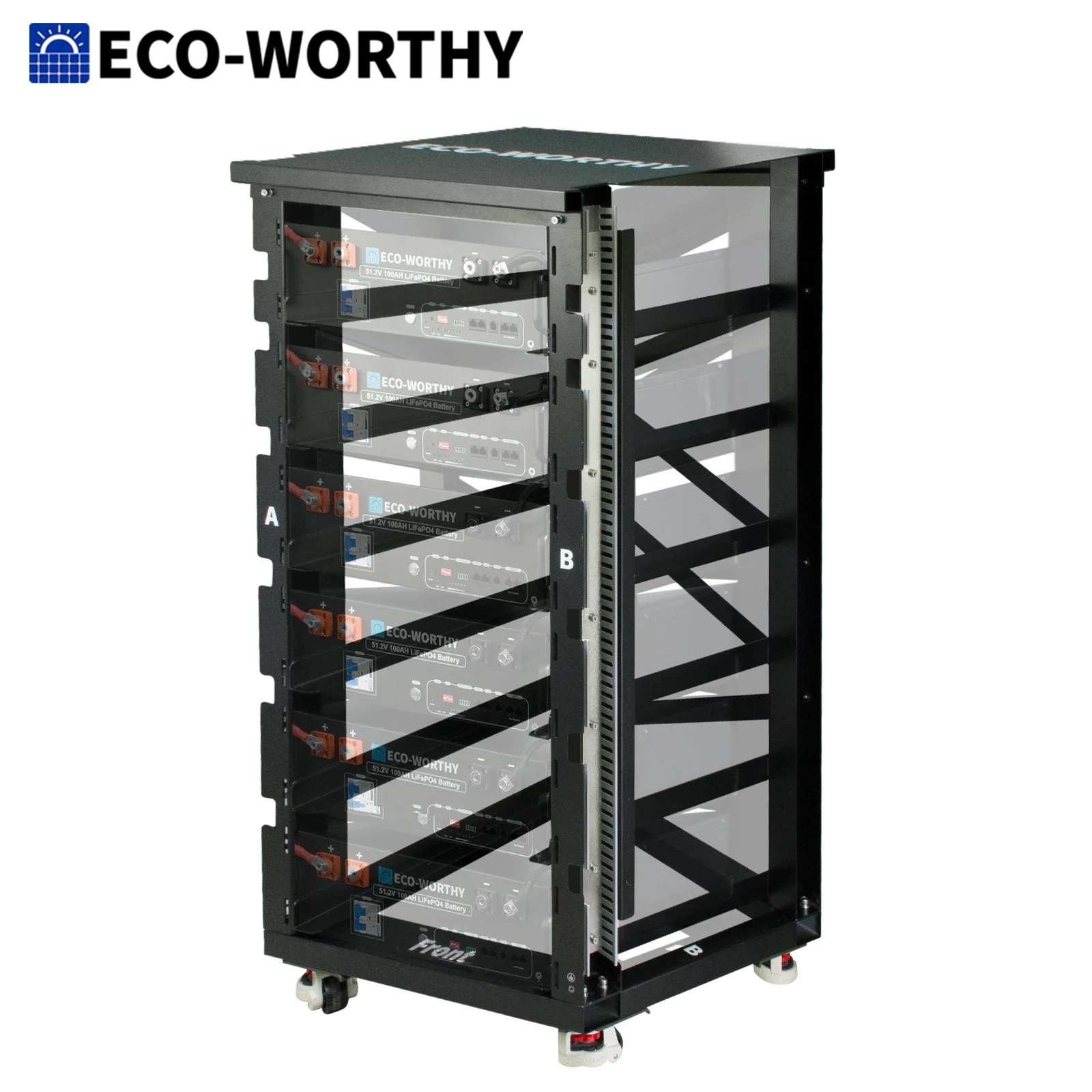 

ECO-WORTHY RACK6 V2, 6-слойная серверная стойка с шиной питания 600А, совместима со всеми версиями аккумуляторных батарей ECO-WORTHY Rack