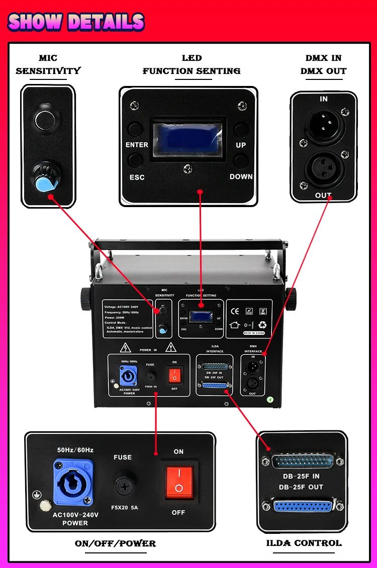 ILDA التحكم 4W RGB كامل اللون الرسوم المتحركة ضوء الليزر dj ديسكو حزب بار الحفل نادي ضوء المرحلة