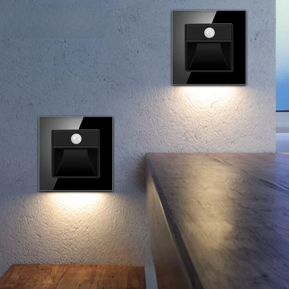 UBARO panneau en verre trempé capteur mural lumière balcon couloirs escaliers corps humain Induction PIR mouvement Led étape lampe Ac100-240V