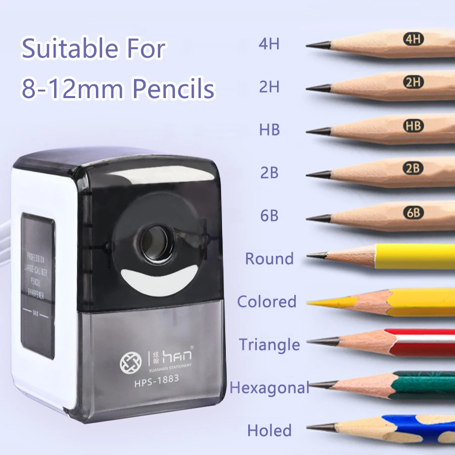 Manual Pencil Sharpener for 8-12mm Auto-feed Hand Crank Sharpener 3 Adjustable Sharpness Settings Jumbo Pencils School Office