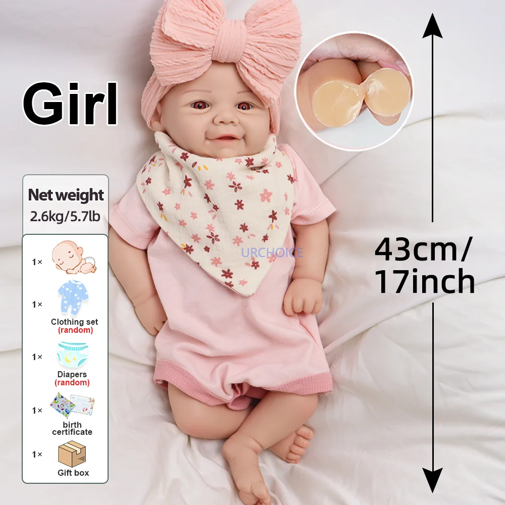 크리스마스 스페셜! 17" 다시 태어난 인형 손으로 그린 ​​세부 사항 인형 매니아를 위한 귀여운 신생아 부활절/어린이날 선물