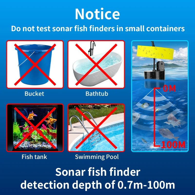 Imagem -06 - Erchang Xf03 Portátil Sonar Inventor de Peixes Isca de Pesca Eco Sonder Inventor de Pesca Lago Pesca do Mar 100m Profundidade