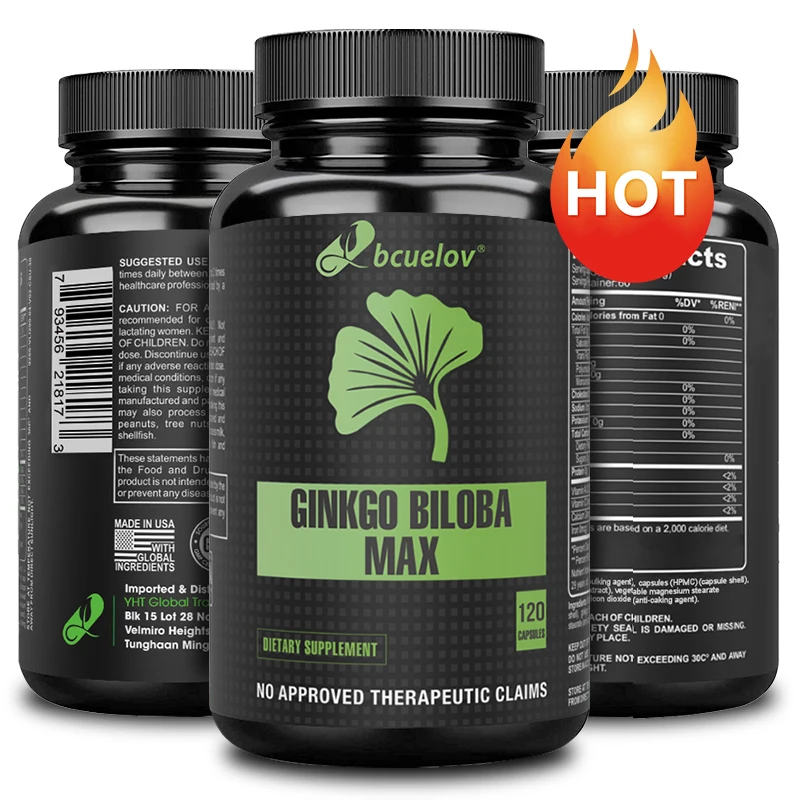 Ginkgo Biloba Capsules, Daily Mental Focus, Memory & Mood Wellness Support, Improved Focus, Memory Clarity, Stress Relief