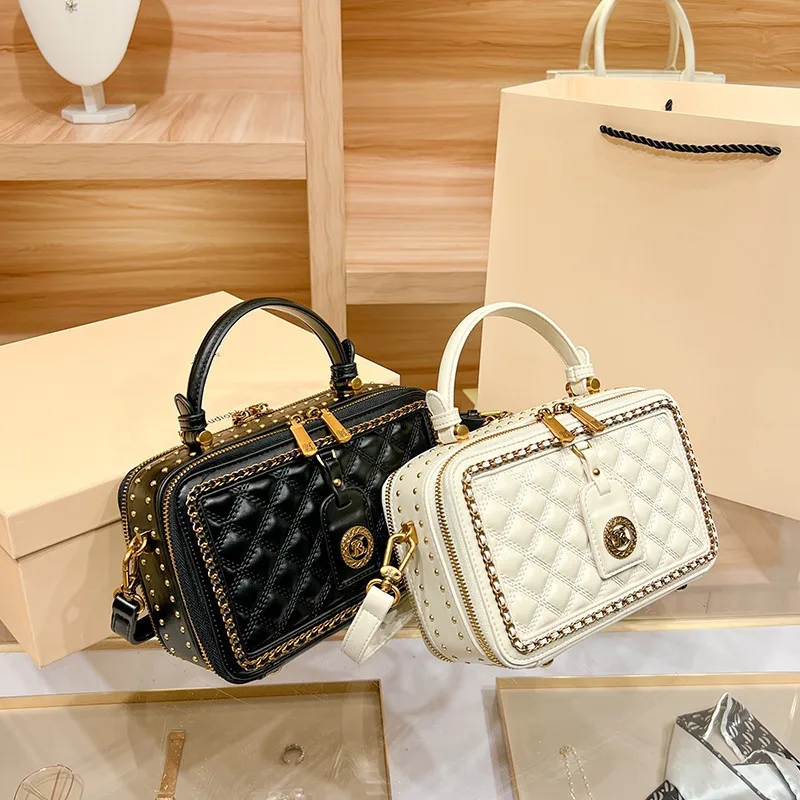 

Diamond Lattice Perfume Box Bag Tote Women Shoulder Bags Handbag Crossbody Ladies Luxury Sling Sac Square Bag Genuine Leather