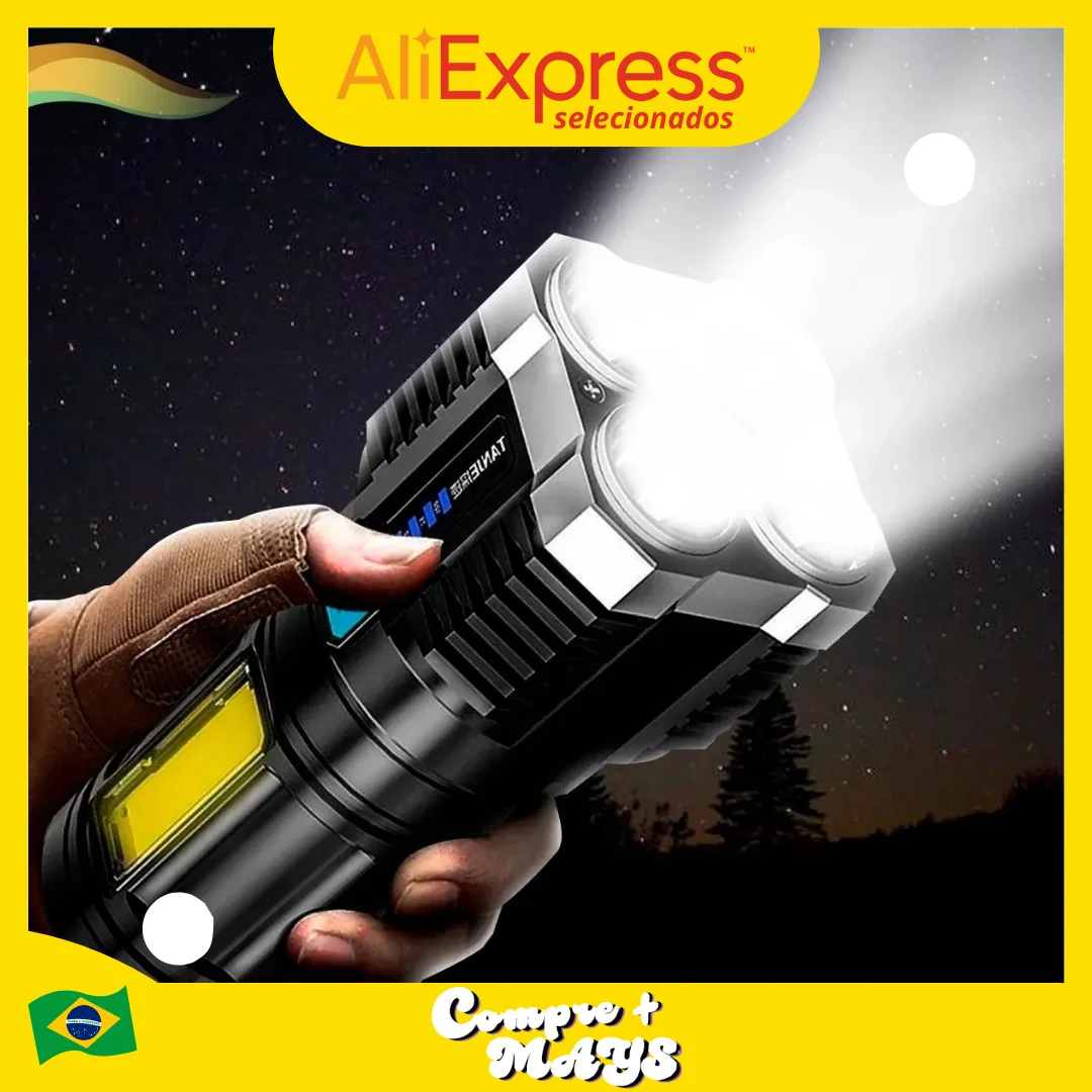 4LED Rechargeable LED Flashlight for Camp Wide Vision Maximum Visibility and Reliability Ideal for Night Activities