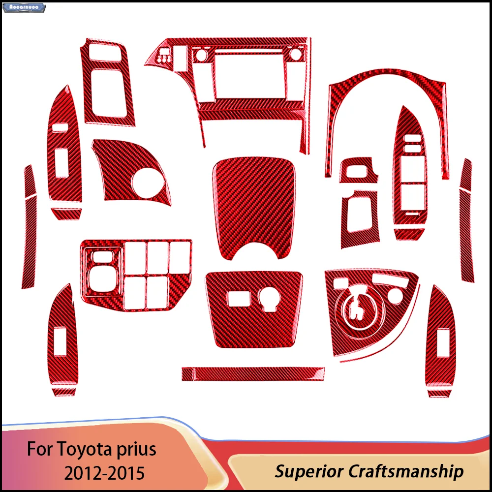 For Toyota prius 2012-2015 Red Carbon Fiber Car Stickers Car Interior Decorative Accessories