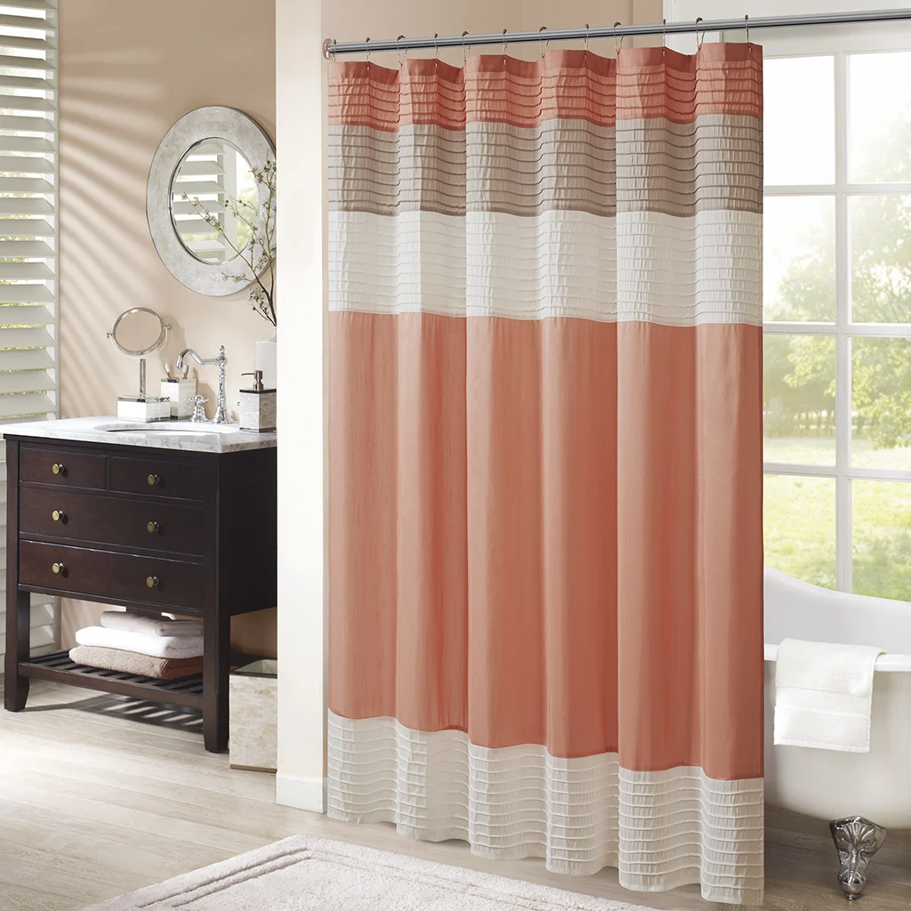 

Faux Silk Shower Curtain (Coral + Polyester)"