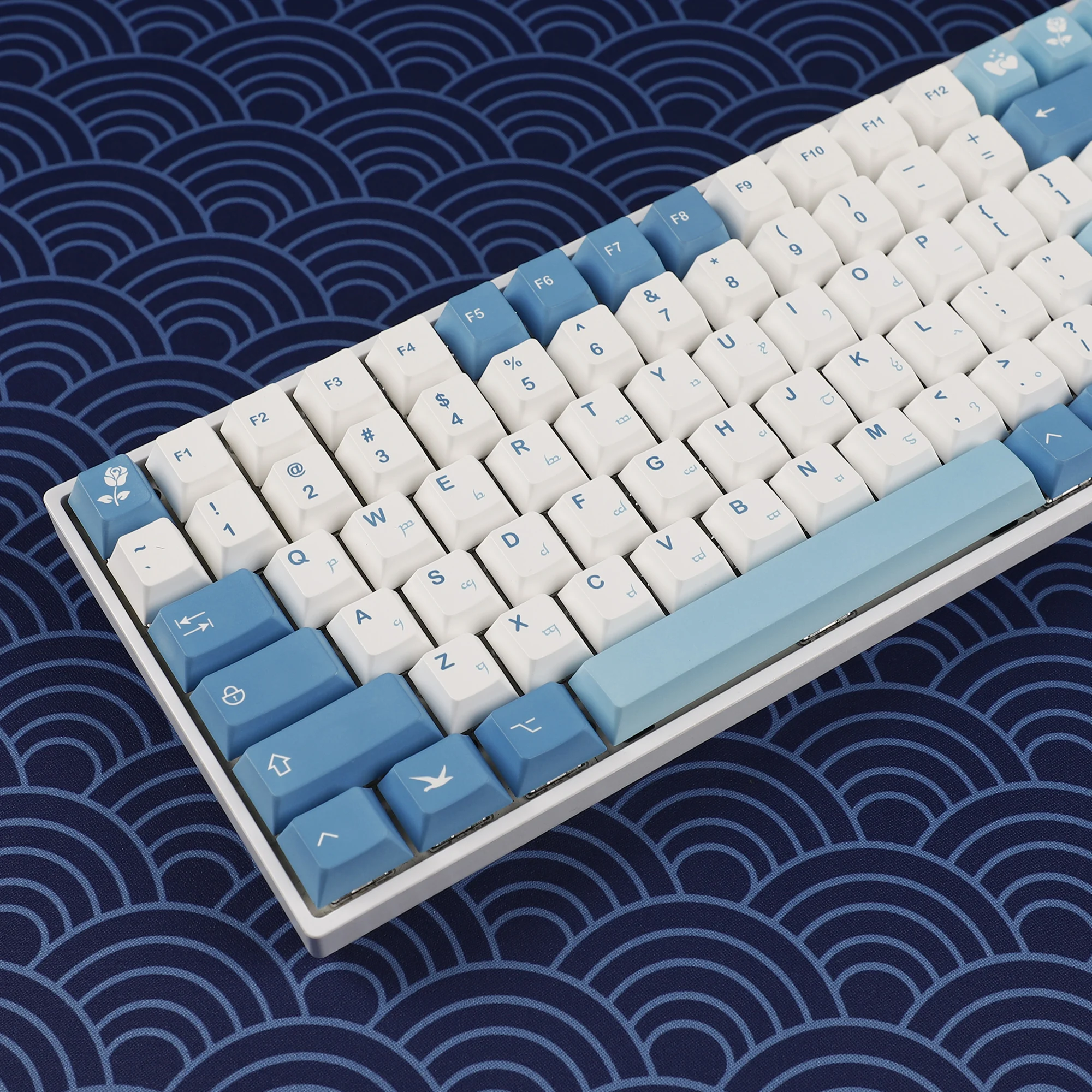 

143 Sea Fog Love Letter Cherry Profile Dye Sub Thick PBT 5 Sides Mac Keycaps Set For ANSI 104 87 61 96 75 GMMK NCR80 Mx Keyboard