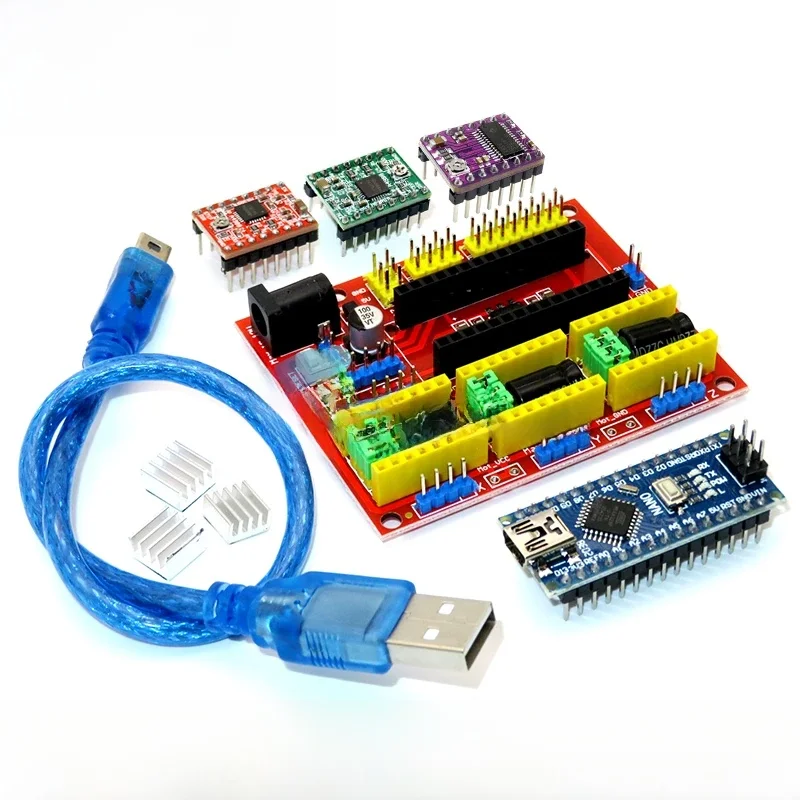 CNC Shield V4 Maszyna grawerująca Drukarka 3D + Nano 3.0 z kablem USB + 3szt A4988 / DRV8825 Zestaw sterowników krokowych Reprap dla Arduino — zdjęcie produktu 7
