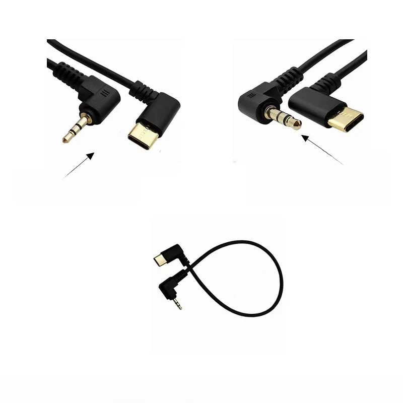 Câble audio vers USB-C coudé mâle, 90 degrés, 3,5mm et 2.5mm, USB Type-C vers 2.5, 3.5mm, AUX, prise téléphonique pour sauna, 1 pied, 25cm