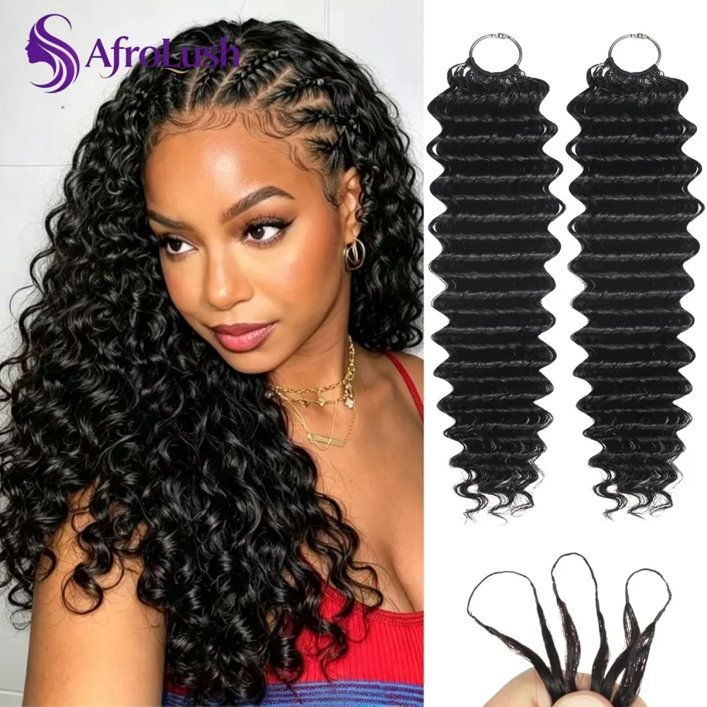 Extensions de cheveux humains au crochet Miracle Knots, ondulations profondes, nœuds invisibles, bouclés birmans, tresses bohèmes, 26 pouces, pré-séparées, réutilisables, effet plume, 100% cheveux humains pour femmes noires
