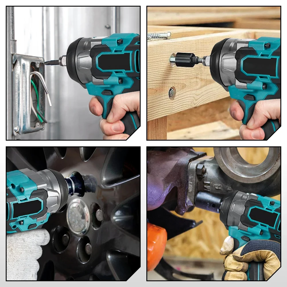 1200N.M مفتاح ربط كهربائي بدون فرشاة 5 تروس 1/2 بوصة مفك براغي لاسلكي أداة إصلاح السيارة لبطارية ماكيتا 18 فولت