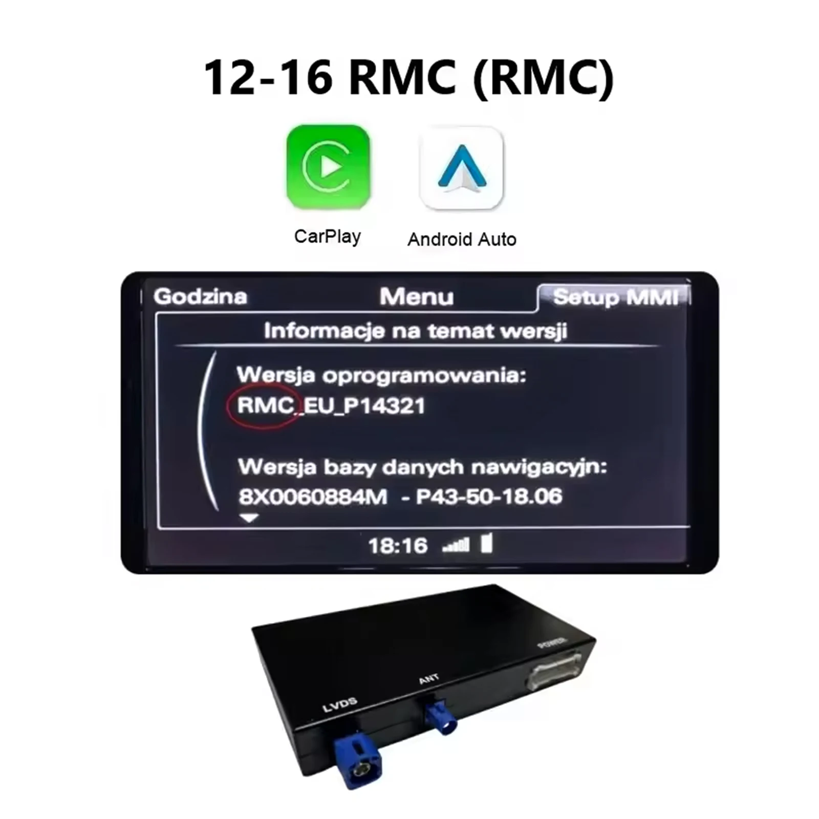 وحدة فك ترميز تلقائية لاسلكية CarPlay Android لأودي A6 A7 2011-2018، وصلة مرآة واجهة AirPlay كاميرا مشغل USB بلوتوث